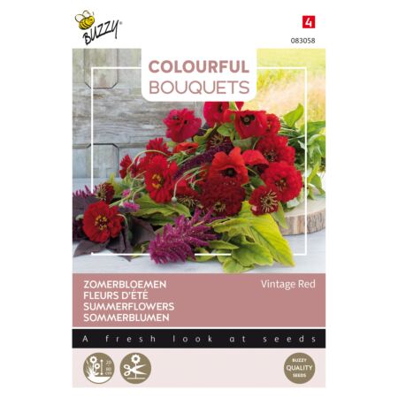 Buzzy Colourful Bouquets, Vintage Red