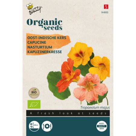 Buzzy Organic Tropaeolum, Oost-Indische kers enkelbl (BIO)